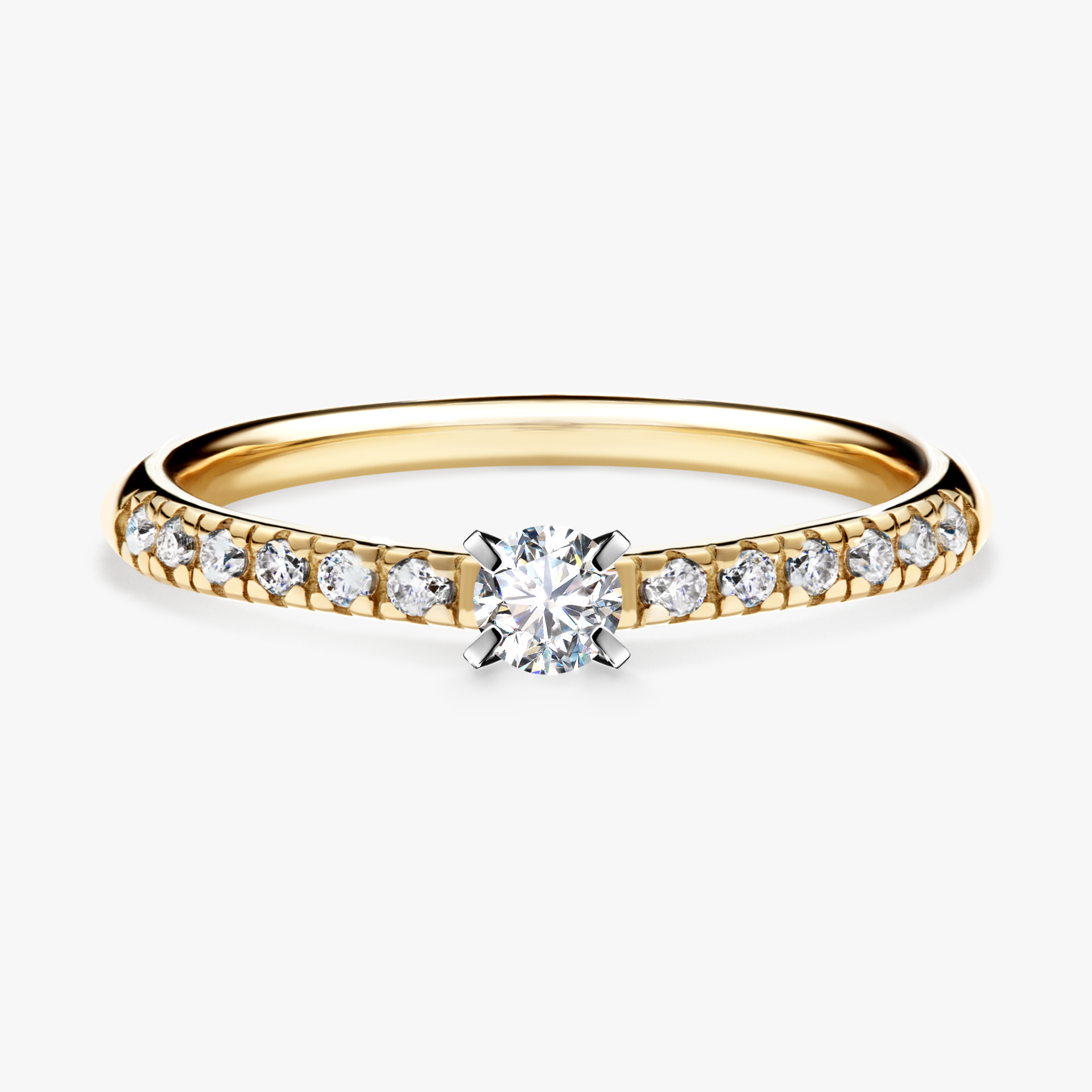 Pierścionek zaręczynowy My Sunshine z żółtego złota z diamentem laboratoryjnym 0,24ct